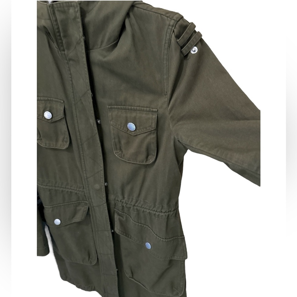 BCBGenration Hooded Utility Packable Lightweight Army Green Jacket Size XS - Picture 9 of 13